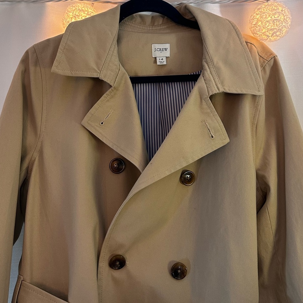 J Crew Camel Khaki Trench Coat - Picture 2 of 4
